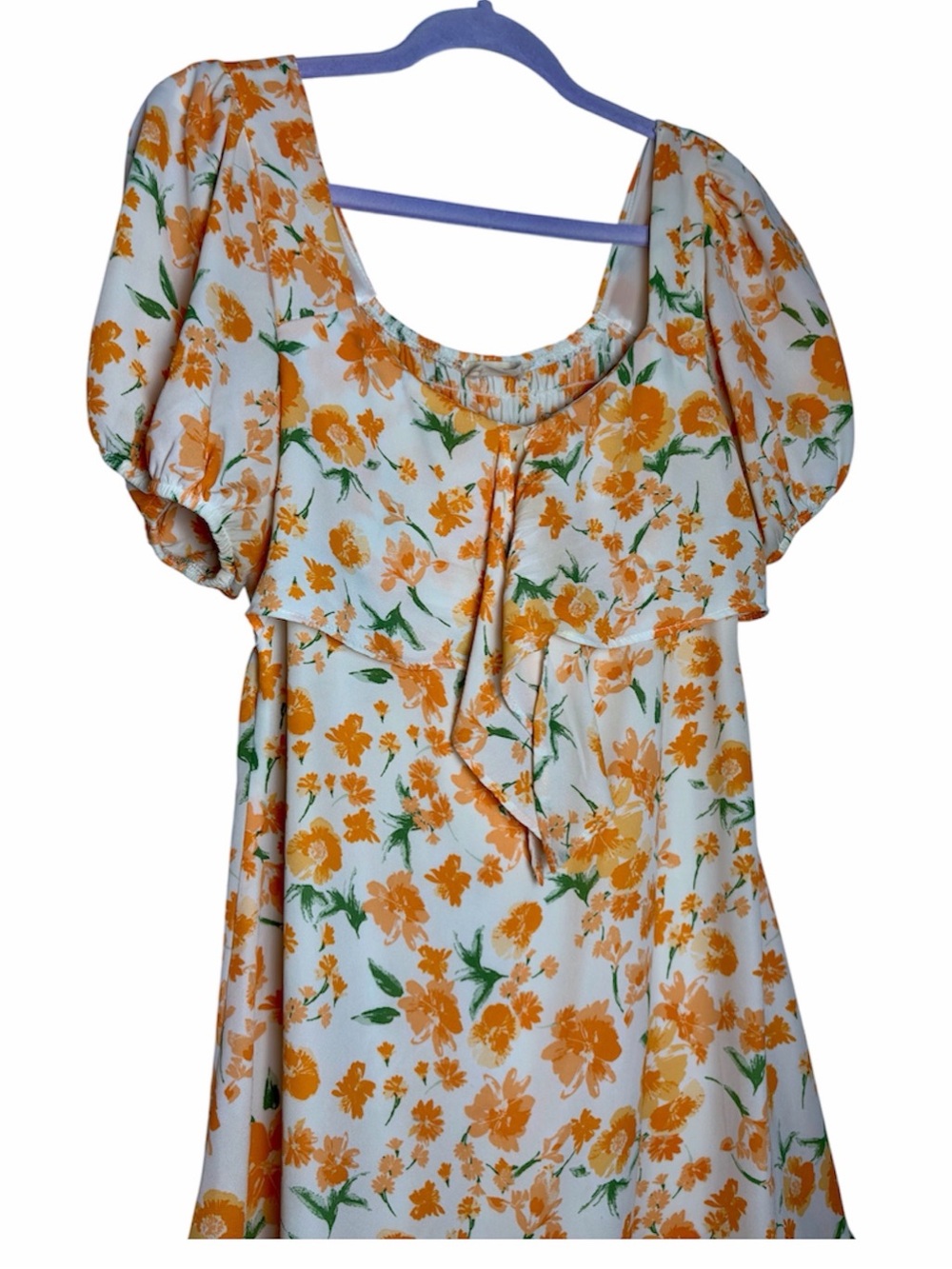 Sienna Sky White & Orange Floral Puff-Sleeve Sundress - Picture 3 of 5